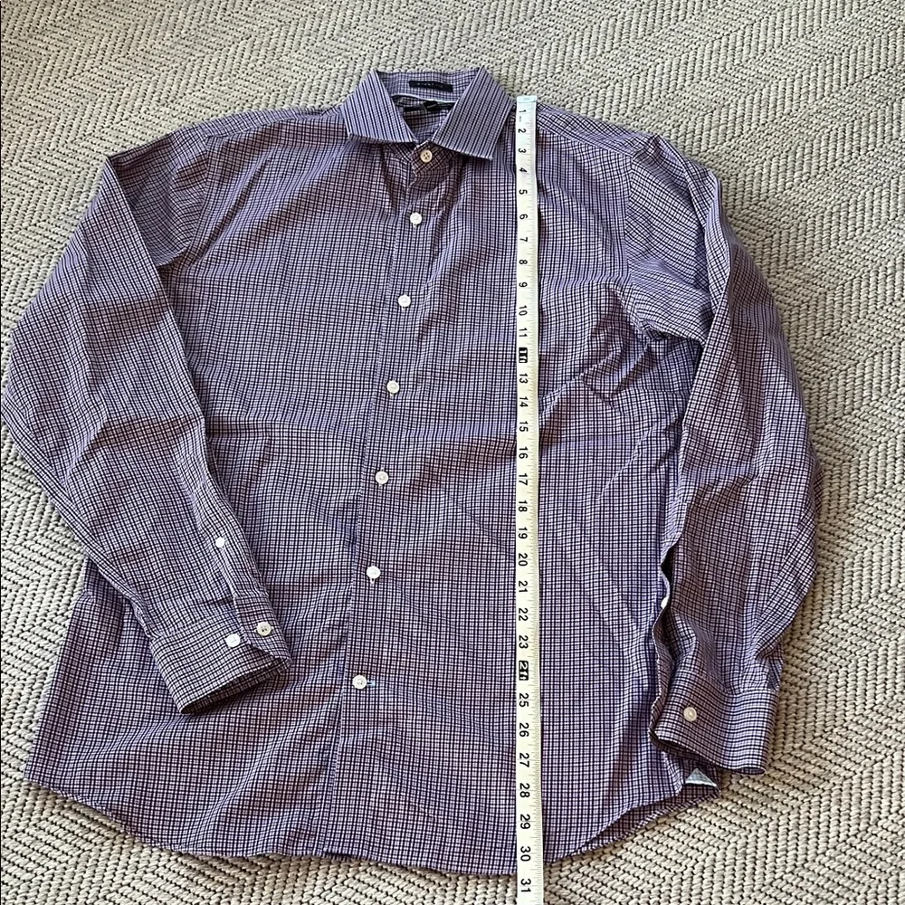 Banana Republic Purple Micro-Check Dress Shirt Grant Fit